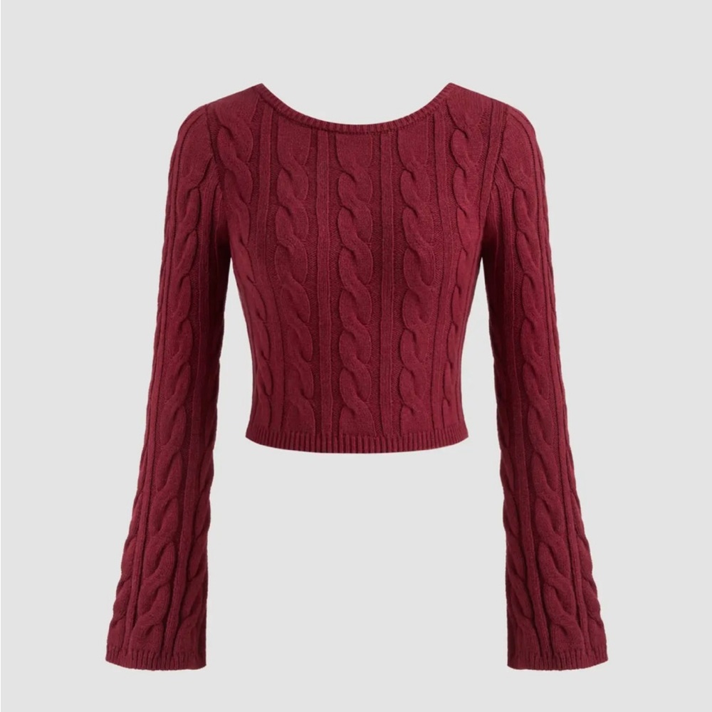 Cider Burgundy Cable Knit Sweater
